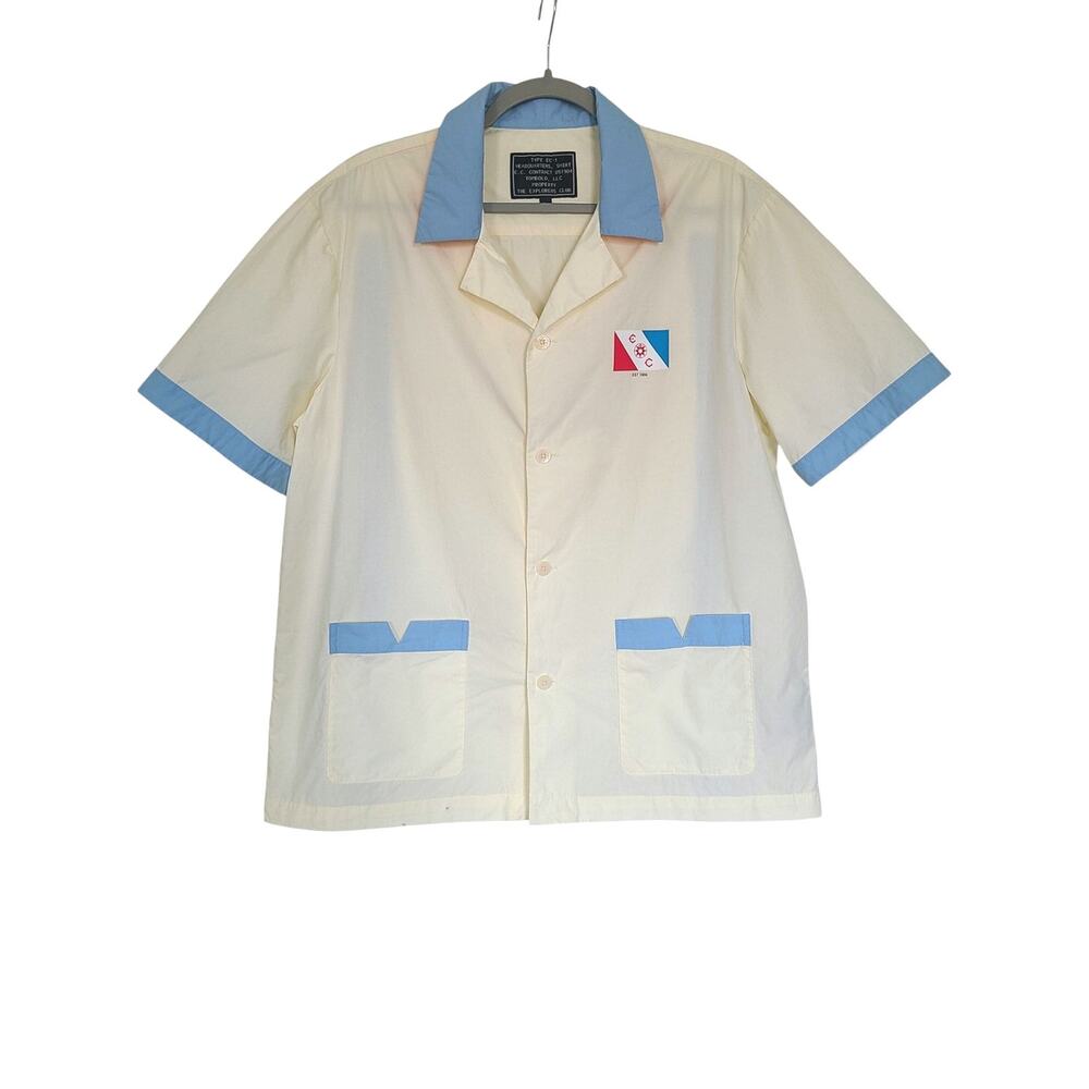 Tombolo x The Explorers Club Field Uniform Camp Shirt Cream Blue Size Large L